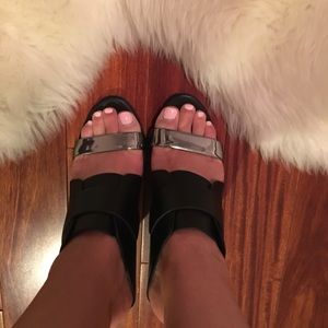 Vince black and silver wedge sandals!